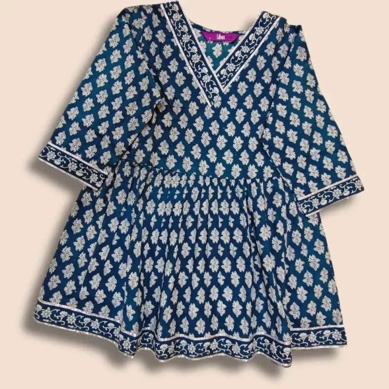 Ethnic motifs printed cotton peplum top - Image 6