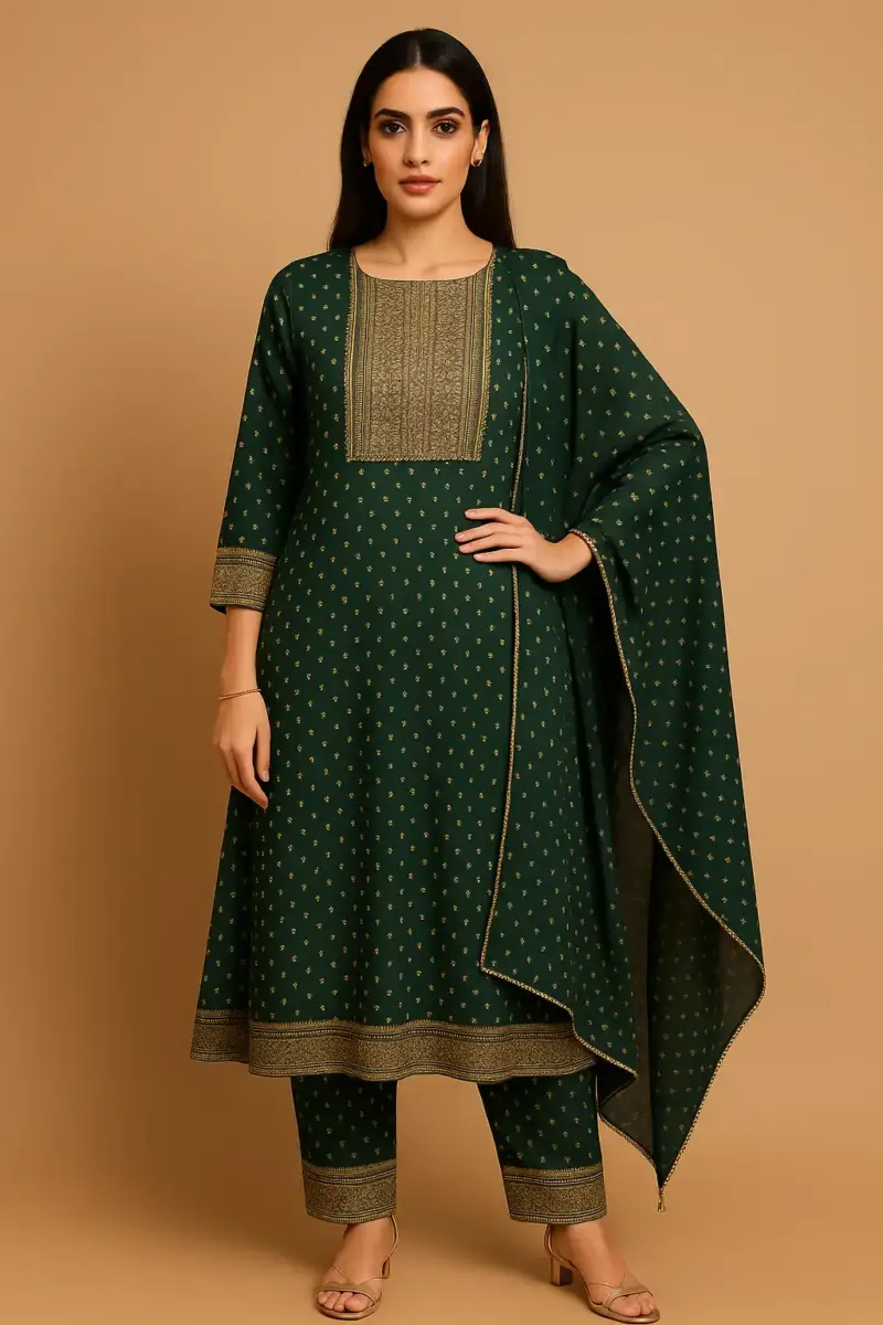Foil Printed Rayon Anarkali kurta set