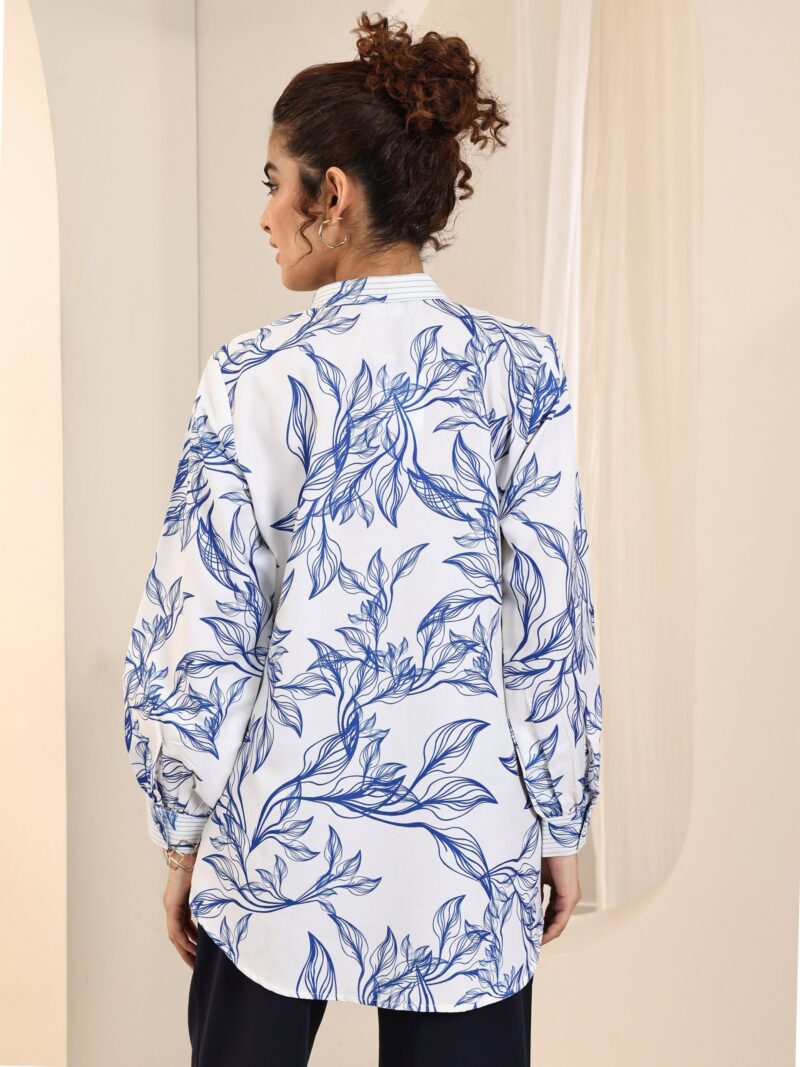 Off White Printed Rayon Straight Tunic - Image 8