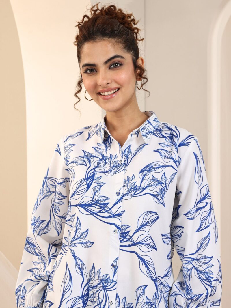 Off White Printed Rayon Straight Tunic - Image 10