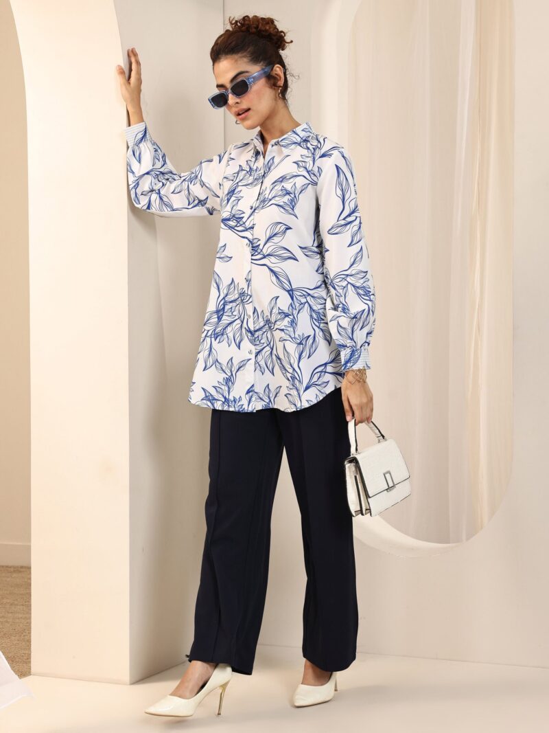 Off White Printed Rayon Straight Tunic - Image 9