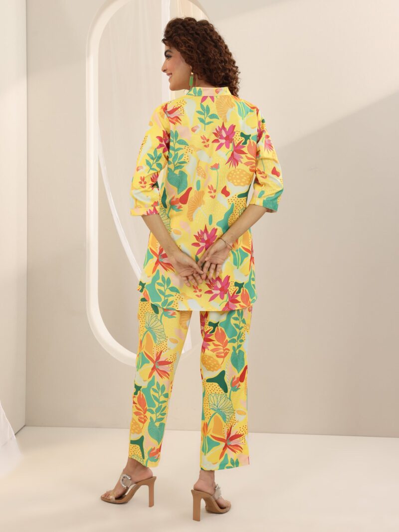 Yellow Printed Cotton Blend Co-Ord Sets - Image 9