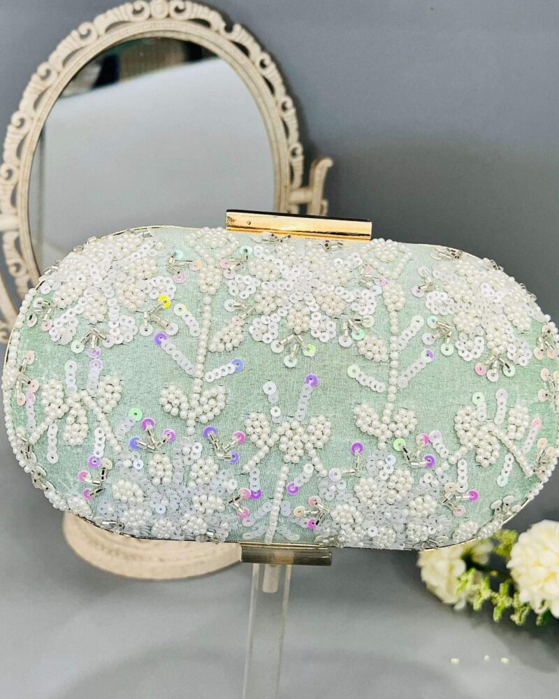 Vs Sequin Clutch Sea Green