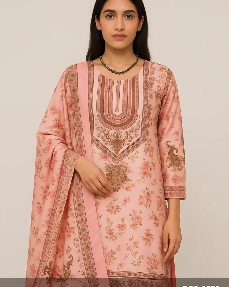 Pink Pure Muslin Pakistani Suit 3 piece set