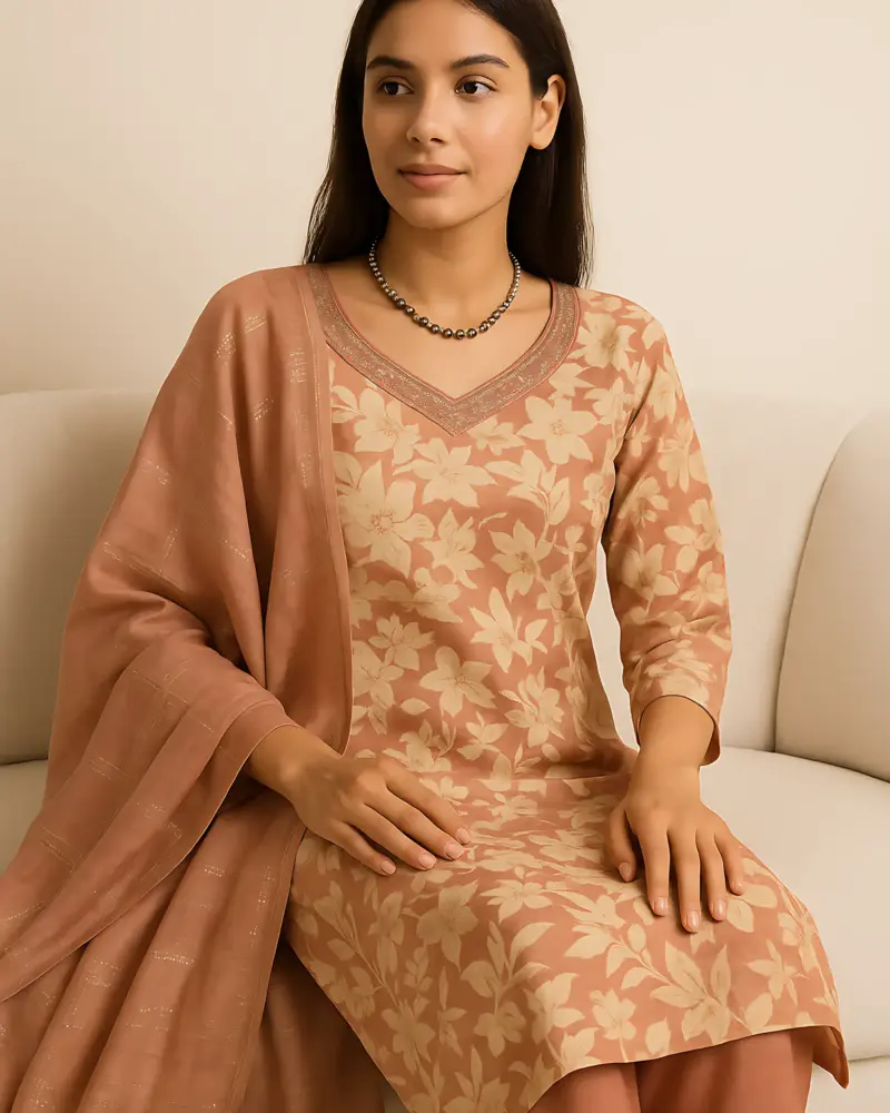 Pink 3 piece set Modal with Handwork