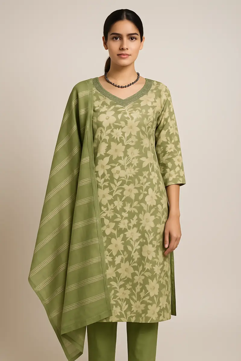 Green 3 piece set Modal with Handwork - Image 6