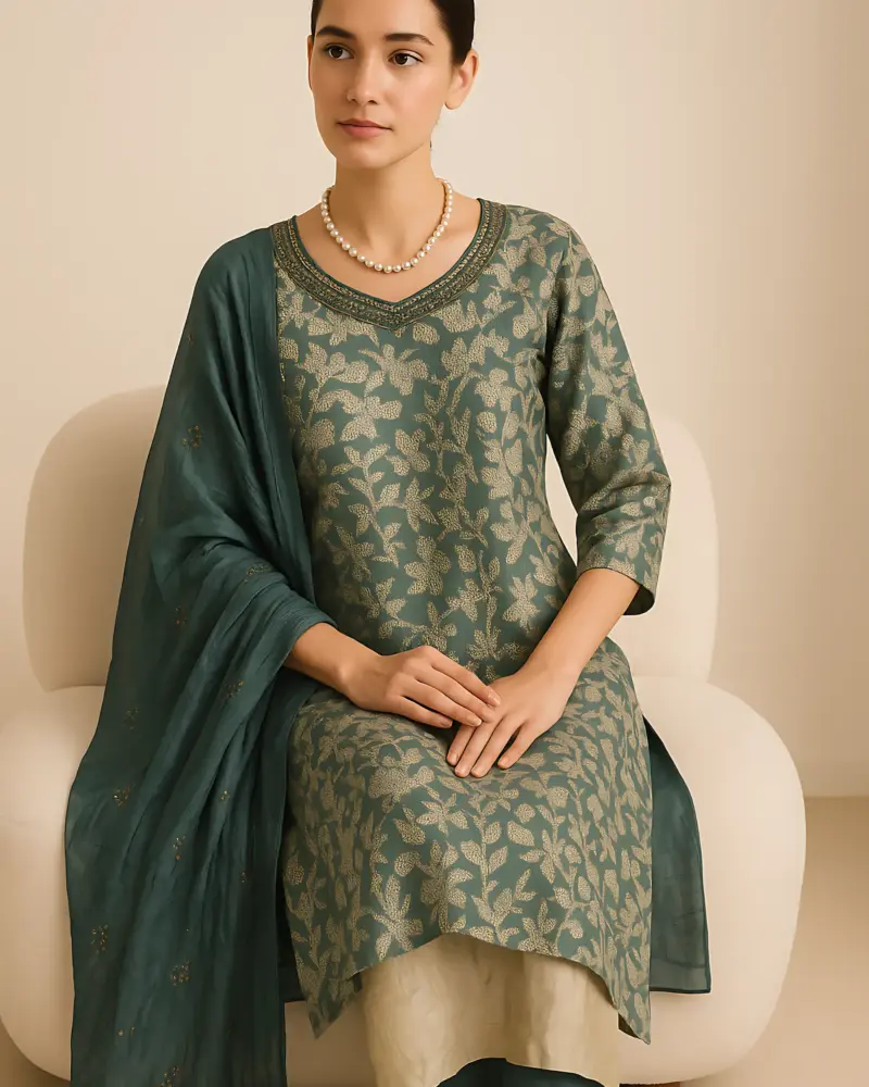 Green Berlin 3 piece set with handwork