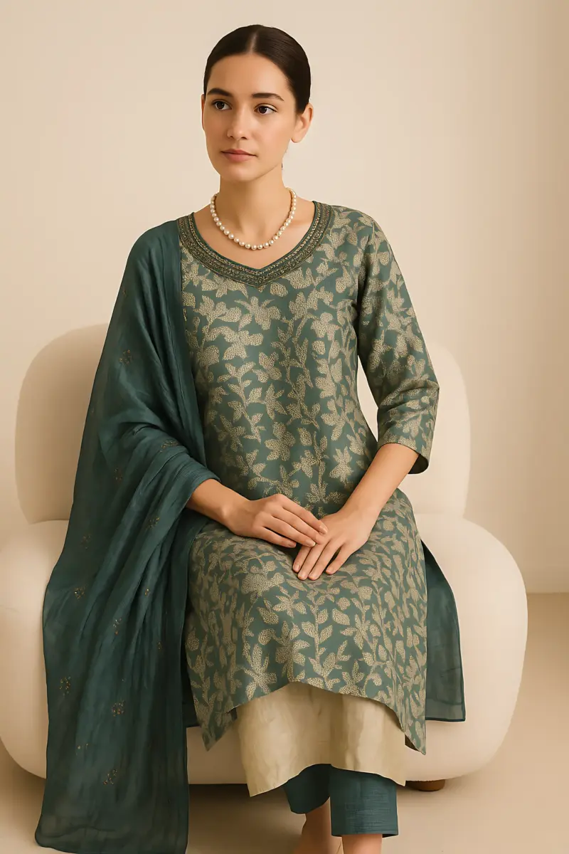 Green Berlin 3 piece set with handwork