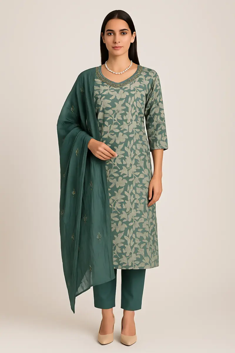 Green Berlin 3 piece set with handwork - Image 6