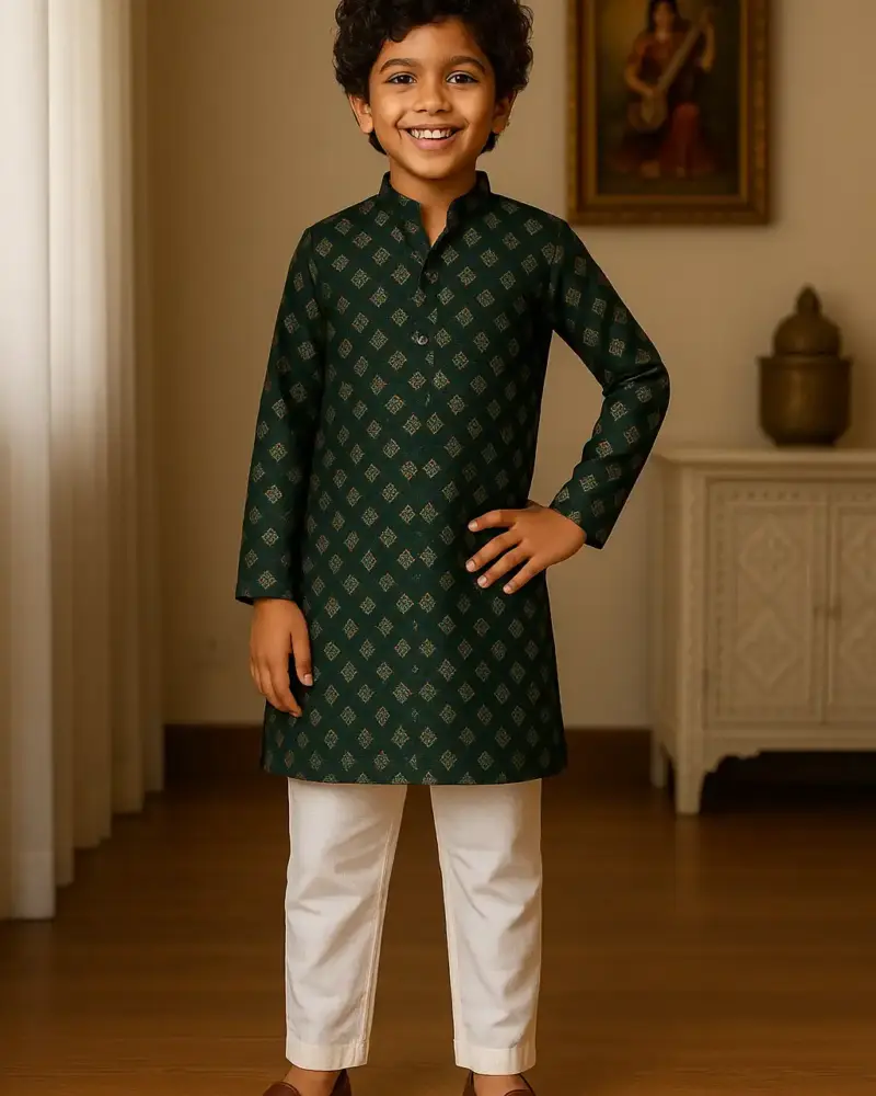 Cotton Kurta Pajama for Boys of every age - Dark Green