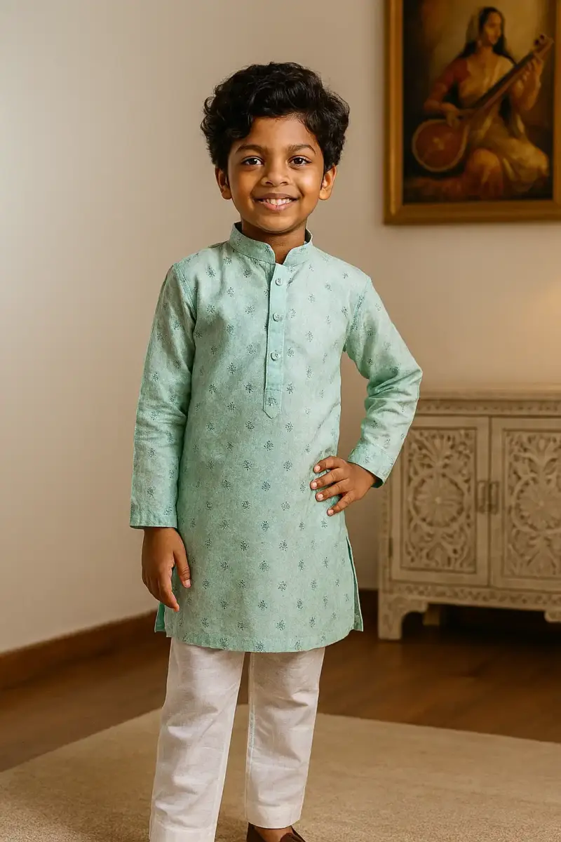 Cotton Kurta Pajama for Boys of every age Light Green