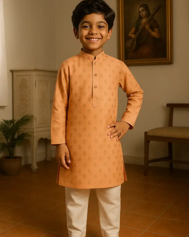 Cotton Kurta Pajama for Boys of every age Light Orange