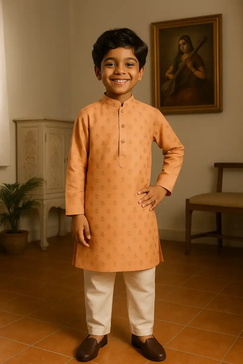 Cotton Kurta Pajama for Boys of every age Light Orange
