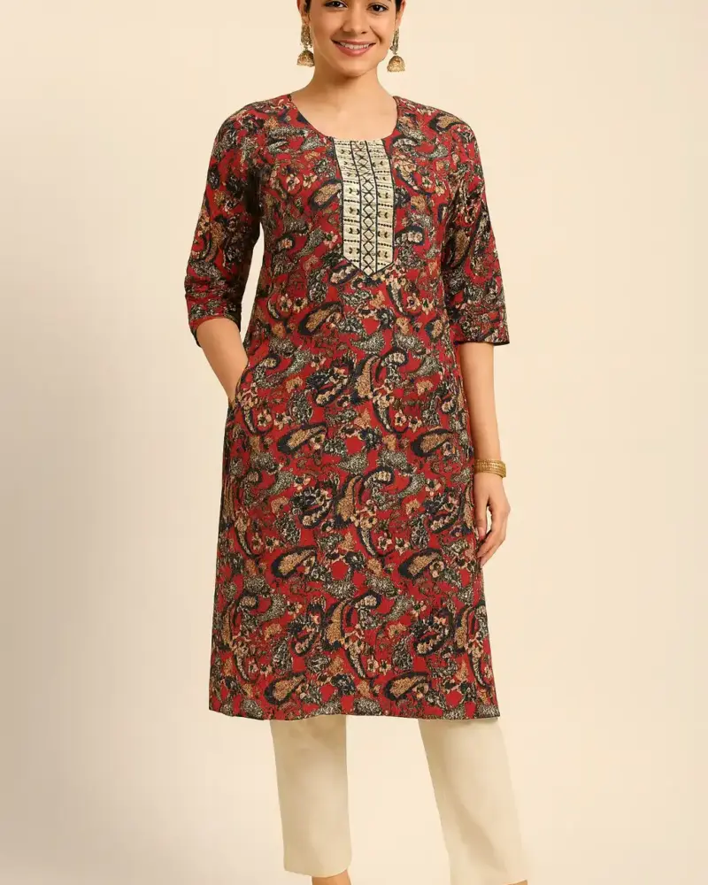 Cotton Blend Kurti With Pocket