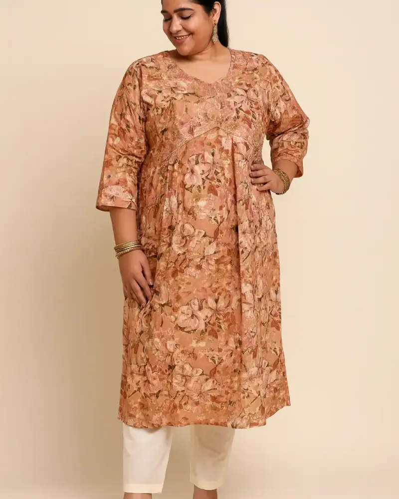 Floral Printed A-line Midi Dress