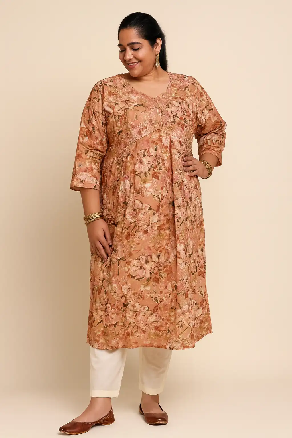 Floral Printed A-line Midi Dress