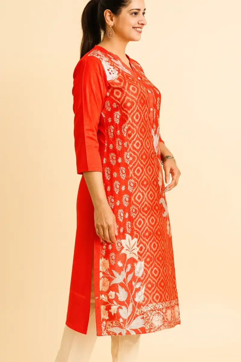 Red Printed Kurta