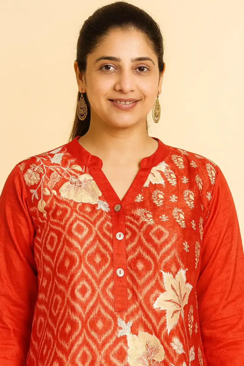 Red Printed Kurta