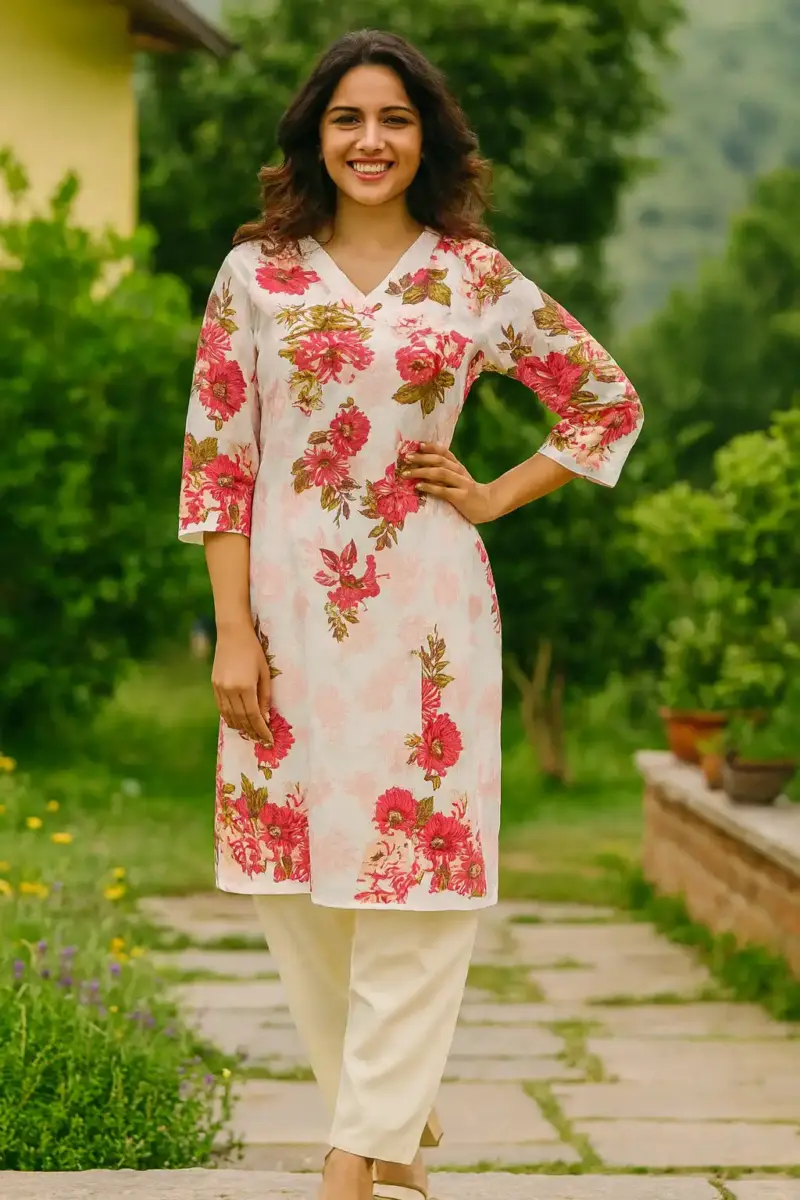 Floral print cotton kurti