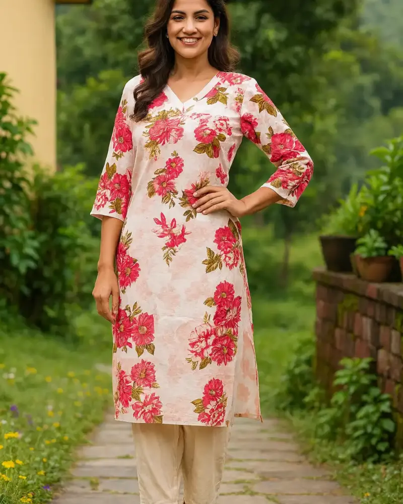 Floral print cotton kurti