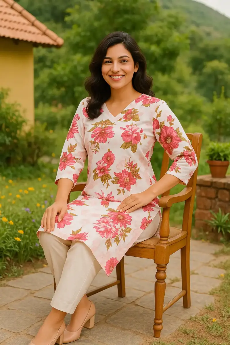 Floral print cotton kurti