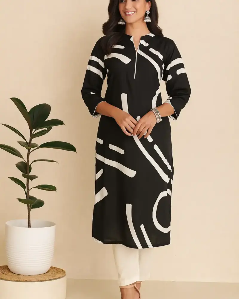 Abstract print black kurti