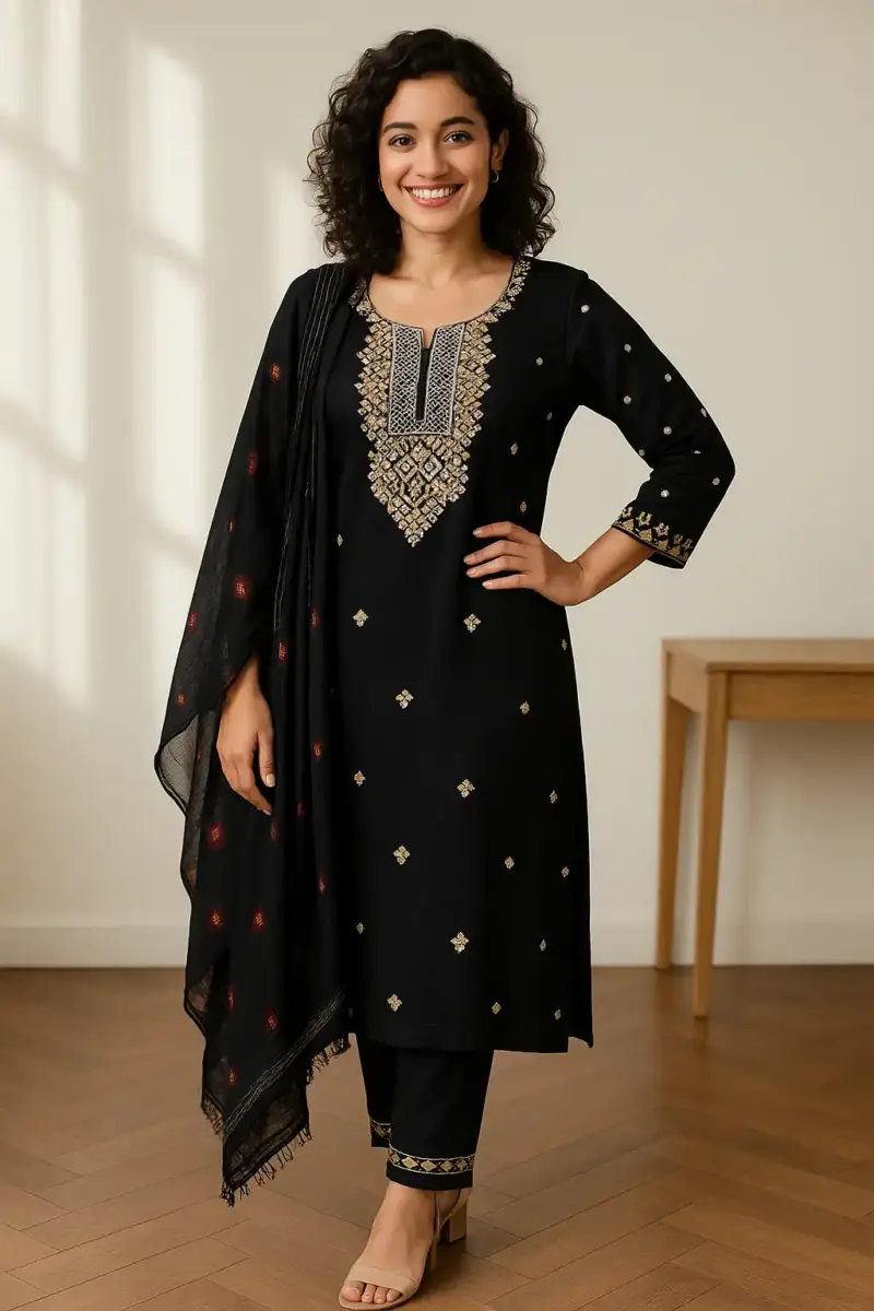 Embroidered kurta set with dupatta
