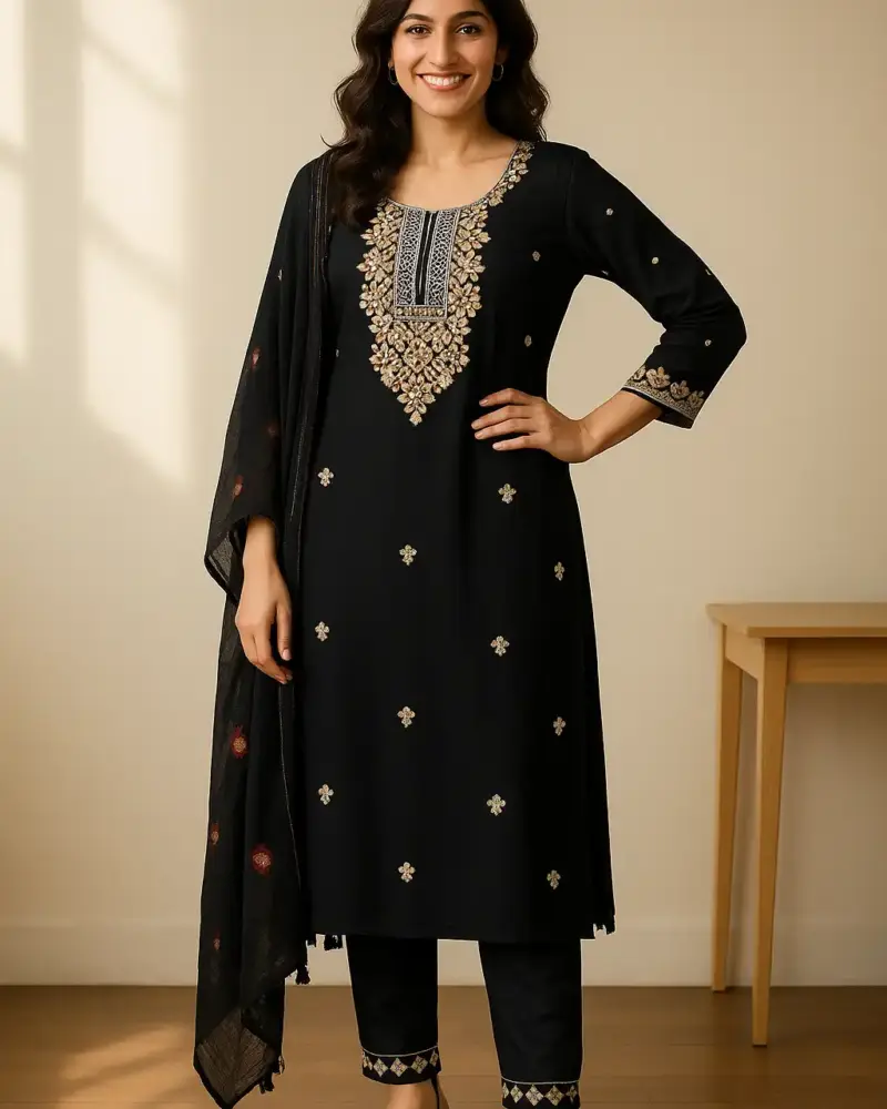 Embroidered kurta set with dupatta