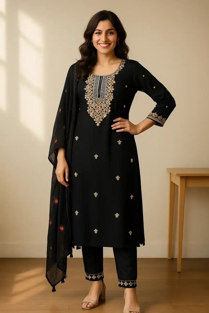 Embroidered kurta set with dupatta