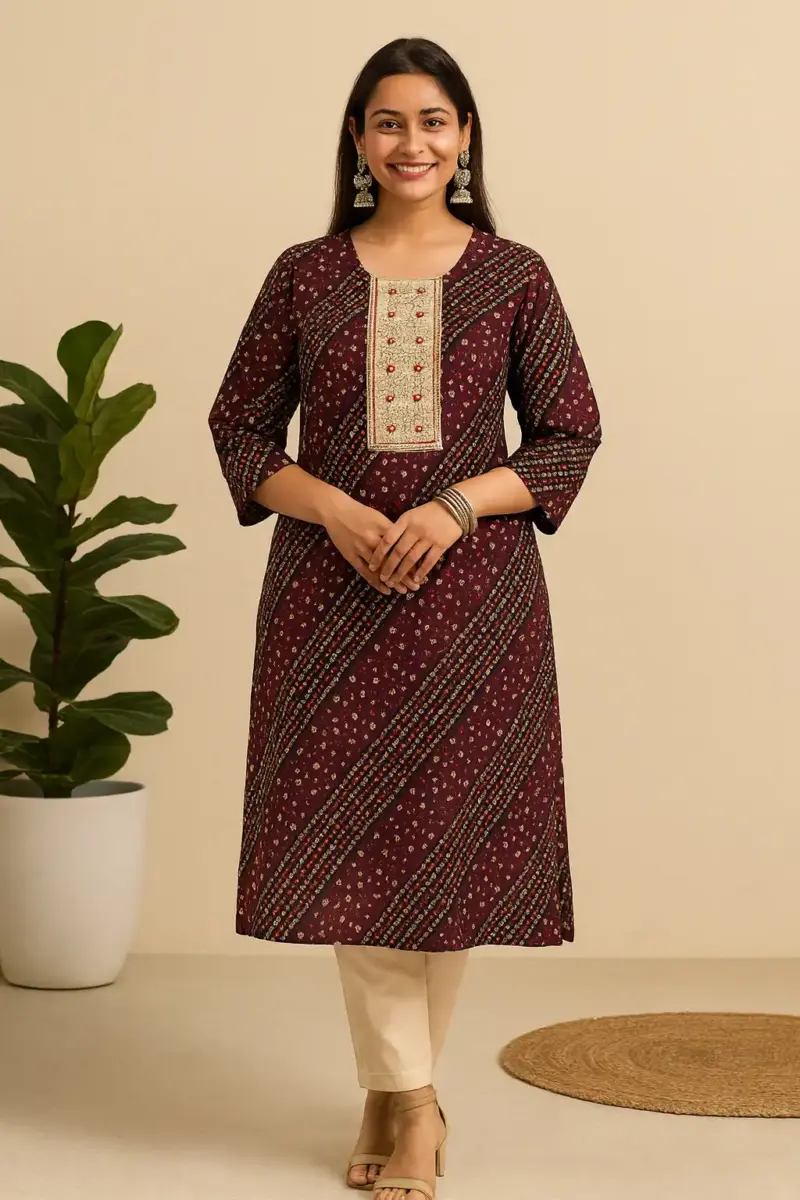 Cotton Blend Kurti With Pocket