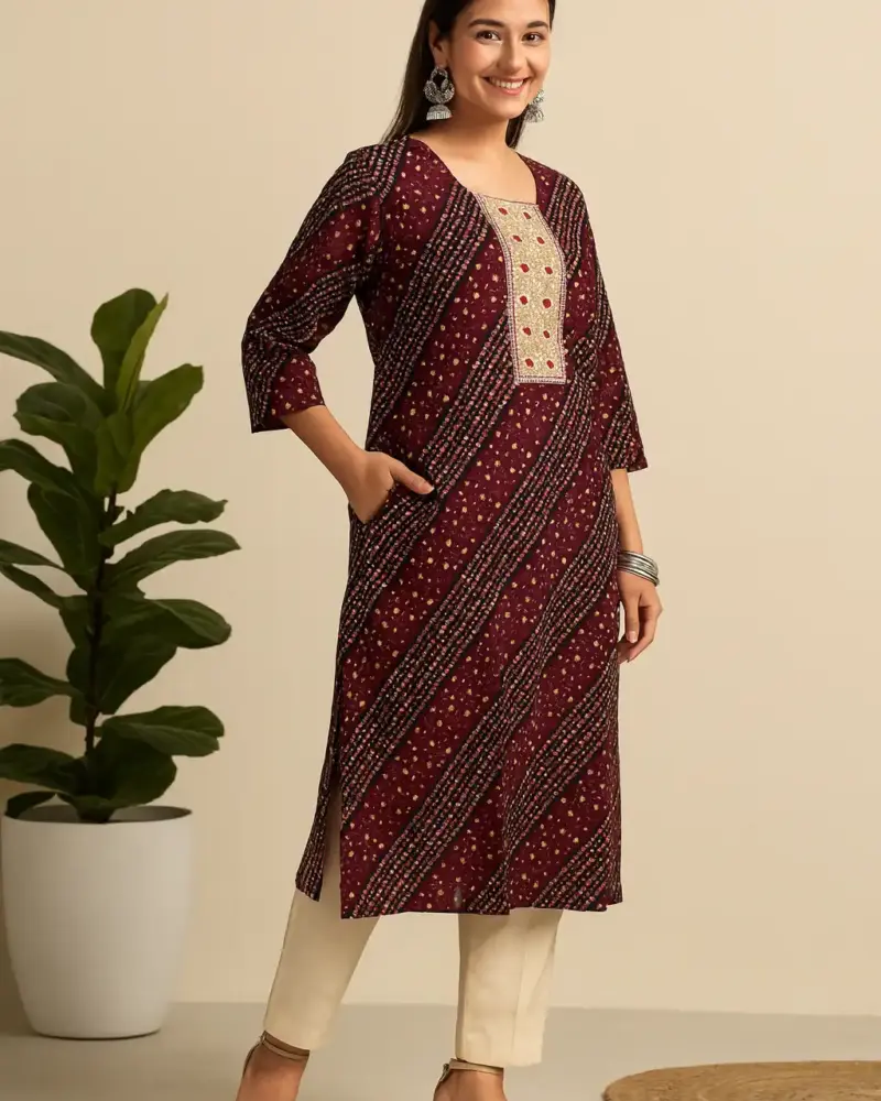Cotton Blend Kurti With Pocket
