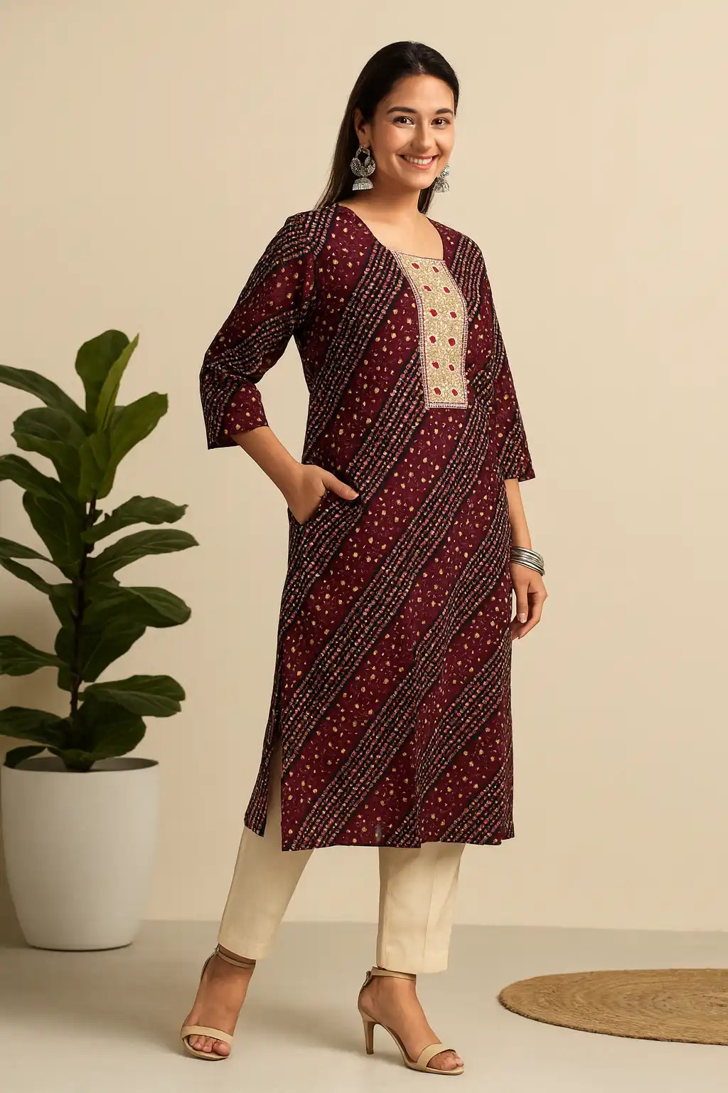 Cotton Blend Kurti With Pocket